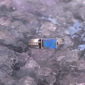 Misty Zelená Lightning Ridge Dark Opal 1.00ct S925 Silver Adjustable Ring Size US 8.75