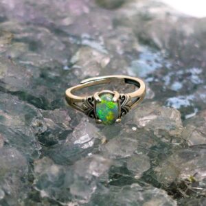 Vibin' Vixen Lightning Ridge Dark Opal 1.00ct S925 Silver Adjustable Ring US 7.5