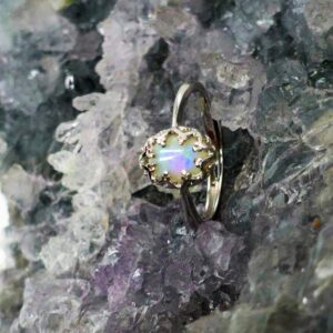 Ysoria Lightning Ridge White Opal 0.85ct in S925 Silver Adjustable Ring US 6.75