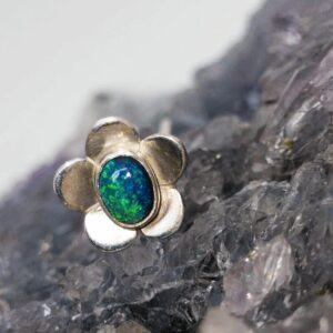 Velavie Lightning Ridge Black Opal 1.20ct S925 Silver Handmade Hair Pin
