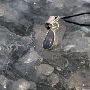 Spectrevale Lightning Ridge Black Opal 1.00ct S925 Silver Handmade Mobile Phone Charm