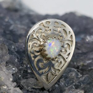 Isla Coober Pedy White Opal 2.50ct S925 Silver Handmade Brooch