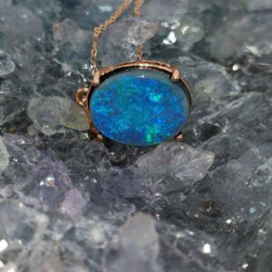 Nyxivora Lightning Ridge Dark Opal 4.00ct RoseGold-Plated 925 Silver Necklace