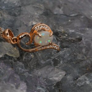 Evarael Lightning Ridge White Opal 0.75ct RoseGold-Plated S925 Silver Necklace