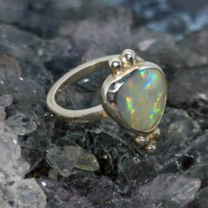 Mistalia Lightning Ridge White Opal 3.00ct S925 Silver Handmade Ring Size US 7.5