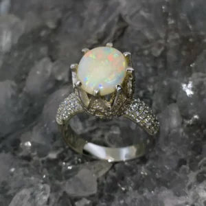 Kymira Lightning Ridge White Opal 3.50ct S925 Silver Ring Size US 7+3⁄4