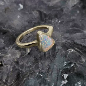Aleah Twirl Coober Pedy White Opal 1.00ct S925 Silver Handmade Children's Ring US 2
