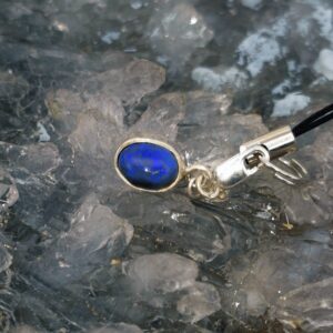 Leviosa Lightning Ridge Black Opal 0.65ct S925 Handmade Silver Mobile Phone Charm