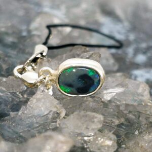 Serynix Lightning Ridge Black Opal 0.80ct. S925 Silver Handmade Mobile Phone Charm