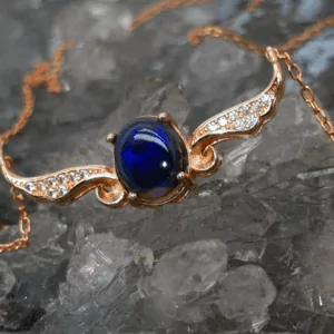 Nyrian Glanz Lightning Ridge Black Opal 1.5ct RoseGold Plated S925 Silver Necklace