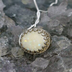 Seraya Linea Coober Pedy White Opal 4.00ct S925 Silver Necklace
