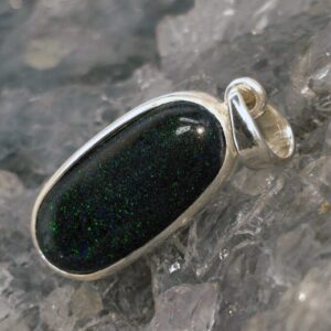 Braced Horizon Treated Andamooka Matrix Opal 12.00ct S925 Handmade Silver Pendant