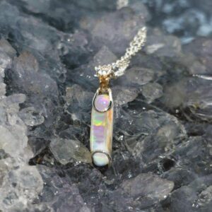 Virelna Lightning Ridge Natural White Opal 1.50 ct S925 Silver Handmade Necklace