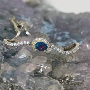Althira Lightning Ridge Doublet Opal 0.17g in S925 Silver Bracelet with CZ