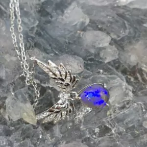 Iridesca Lightning Ridge Dark Crystal Opal 1.00 ct S925 Silver Necklace