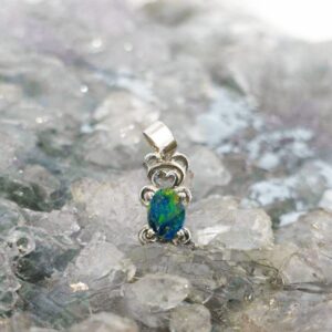 Edenelle Lightning Ridge Natural Doublet Opal 0.11g in S925 Sterling Silver Pendant featuring vibrant Australian play-of-colour and an elegant oval design.