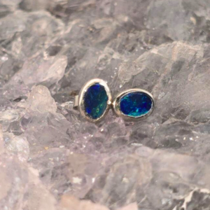 'Veynthra' Lightning Ridge Natural Doublet Opal 1.20 ct S925 Silver Stud Earrings