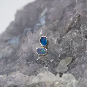 'Isolyn' Lightning Ridge Natural Doublet Opal 0.24g S925 Silver Stud Earrings