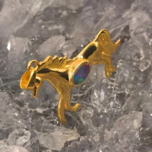 Natural Australian Doublet Opal 0.2g Gold-Plated S925 Silver Horse Design Pendant from Lightning Ridge displays vibrant colour play, graceful craftsmanship, refined elegance, and lasting appeal.