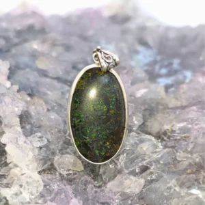 Myrrhena Andamooka Treated Matrix Opal 27.00 ct S925 Silver Handmade Pendant