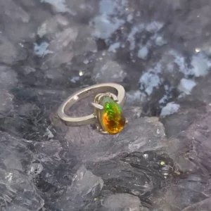 Vaerythra Lightning Ridge Natural Dark Crystal 1.50 ct Custom-Made S925 Silver Ring US 3+3⁄4