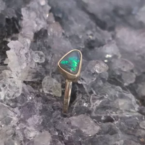 Elyssara Lightning Ridge Natural Dark Opal 1.20 ct Custom-made S925 Silver Ring US 5+3⁄4