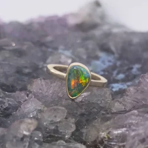 Selavine Lightning Ridge Natural Dark Opal 3.00 ct Custom-made S925 Silver Ring US 6