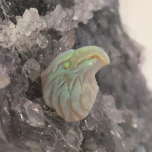 "Auzzie the Eagle" Lightning Ridge Natural Dark Opal 19.62ct Carving (with inclusions)
