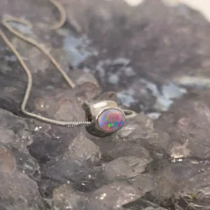 Levibre Mix of Natural Crystal & Dark Lightning Ridge Opals 2.00ct in S925 Silver Custom-made Necklace