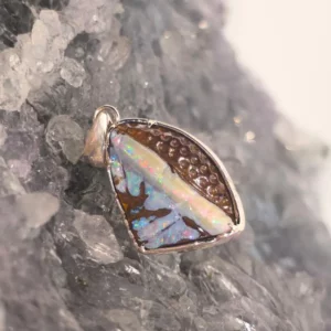 Lyam Queensland Natural Boulder Opal 25.00ct Custom-made Carving Pendant in S925 Silver