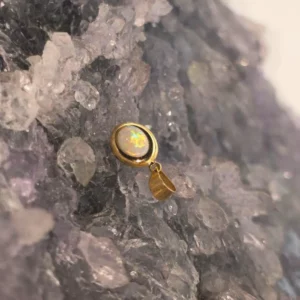 Erenelle Coober Pedy Natural White Opal 0.80ct Custom-made Pendant in 14 Carat Yellow Gold