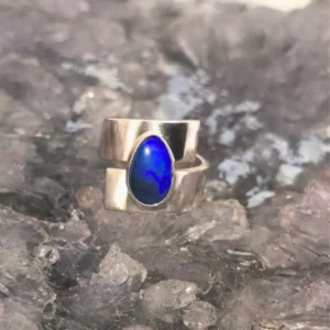 Blau Mystisch Lightning Ridge Natural Black Opal 2.00ct S925 Silver Custom-made Ring Size US 6