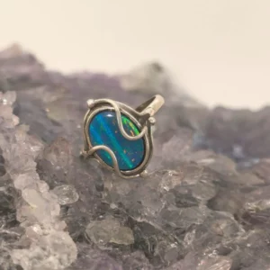 Alé Enyara Lightning Ridge Doublet Opal 0.6g S925 Silver Ring Size US 12