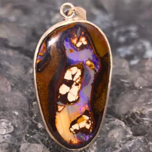 'Rivara' Queensland Natural Boulder Opal with Pipe 25.00ct in 925 Silver Handmade Pendant
