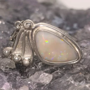 'Harmony of the Spheres' Coober Pedy Natural White Opal 10.00ct in 925 Silver Handmade Pendant