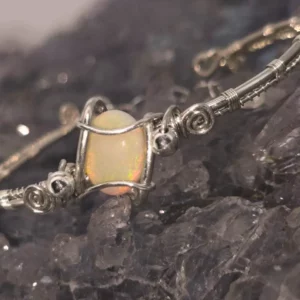 'Miraya' Andamooka Natural Crystal Opal 2.00 ct. 925 Silver Handcrafted Wire-wrapped Bracelet