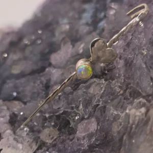 'Krishna' Lightning Ridge Natural Dark Opal 0.70ct. Handcrafted Ear Cuff / Ear Crawler Hook Earrings in 925 Silver