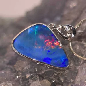 Handcrafted "Ciel Balladé" Lightning Ridge natural doublet opal (8.00ct) necklace alive with shifting blue, green, pink, and orange—set in rhodium-plated 925 sterling silver reflecting your evolving spirit with every glance.